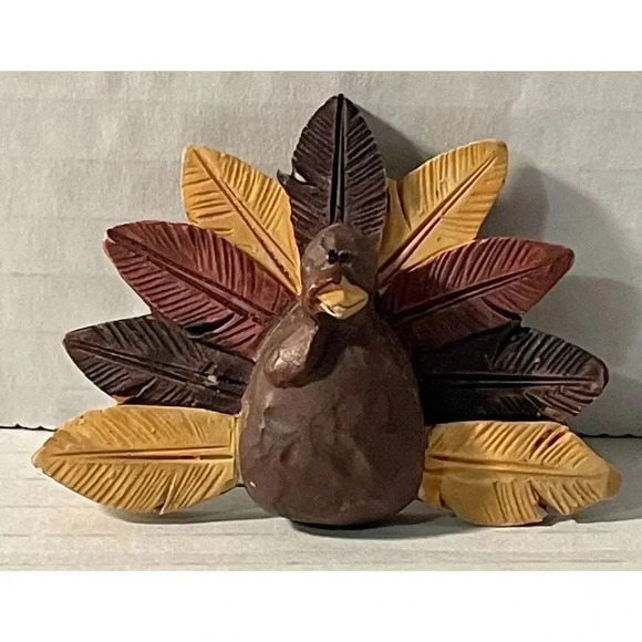 Fall Thanksgiving Turkey Brooch Pin Multi Colored Resin 2 3/8‎ Inch x 1 3/4 Inch - Picture 1 of 2